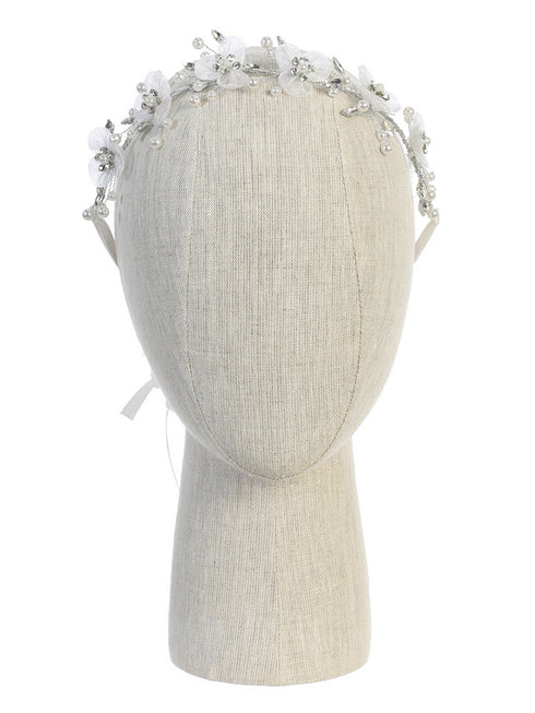 Tip Top Kids Girls White Organza Flower Hair Tie - SophiasStyle.com